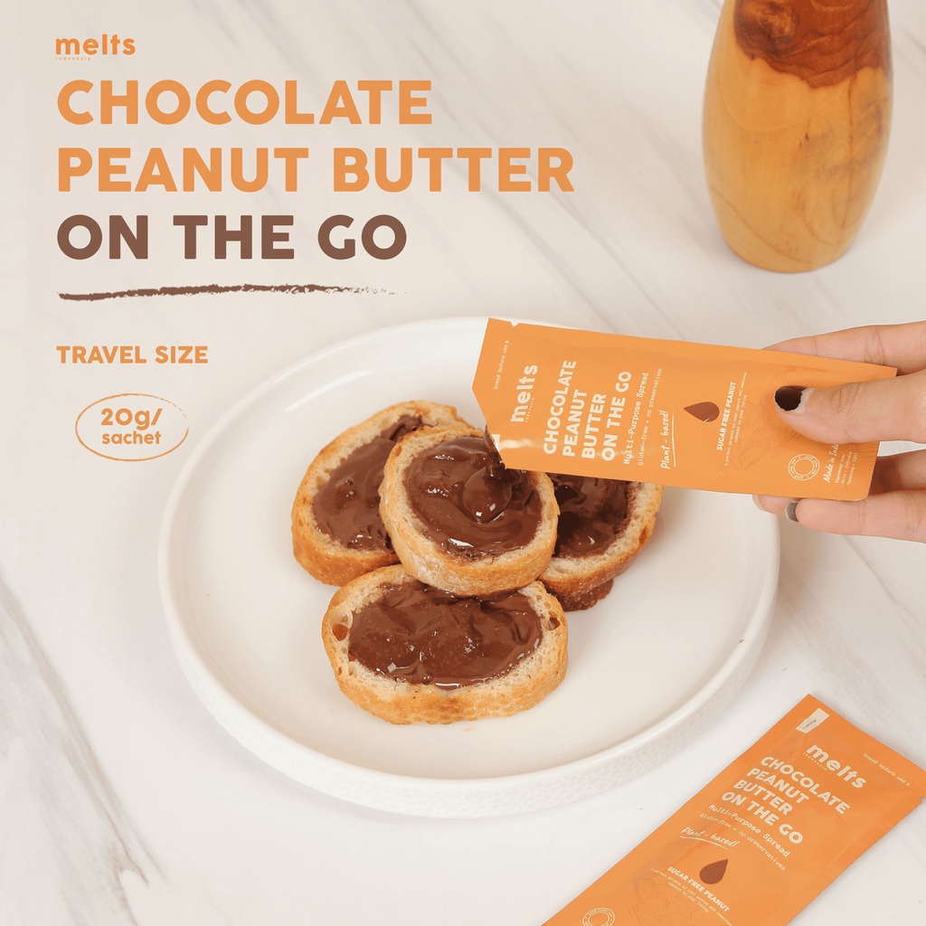 Melts On The Go - Chocolate Peanut Butter Sachet (Sugar Free, Gluten Free, Vegan)