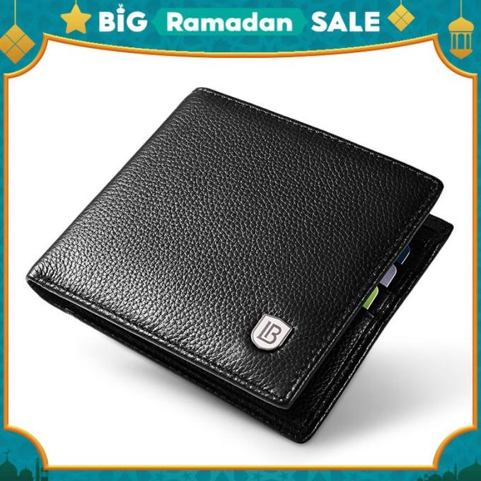 Bostanten Dompet Pria Model Lipat Bahan Kulit Pu Hitam/Coklat