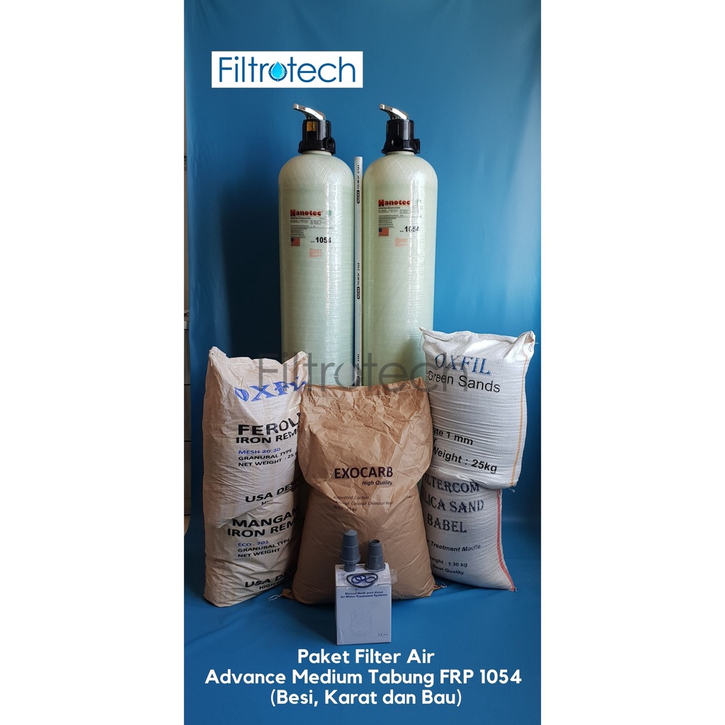 Paket Tabung Filter Advance MEDIUM 1054 FRP Air Besi Karat dan Bau