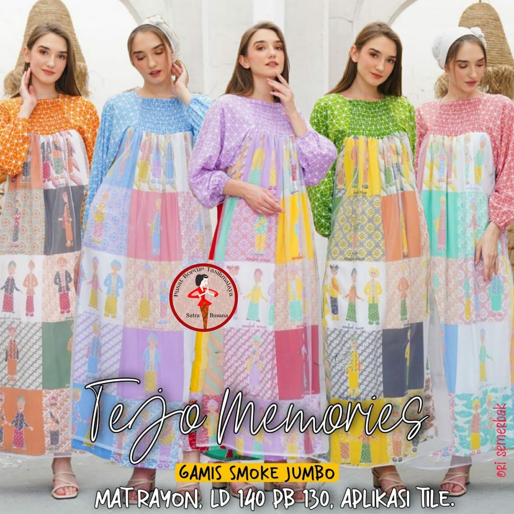 Pusat Bordir Tasikmalaya - Gamis Longdress Tejo Memories smoke jumbo