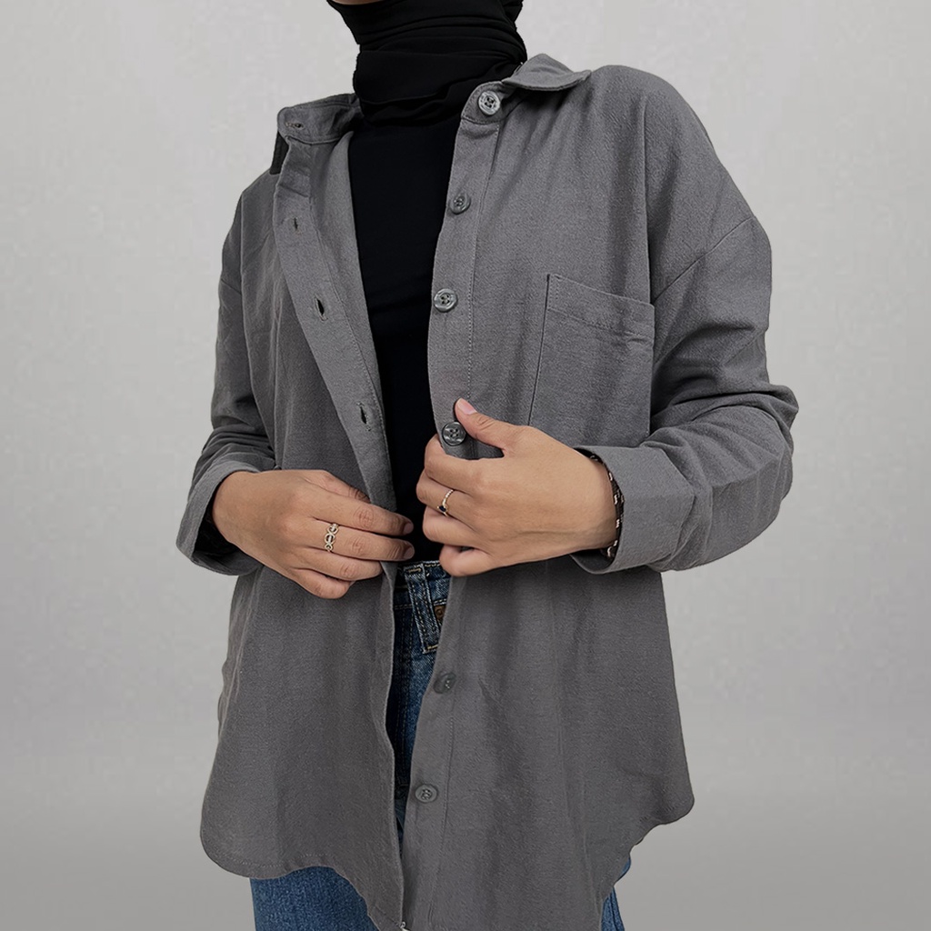 KAITH - Ossify Linen Shirt | Kemeja Linen Katun Oversize Premium | | Kemeja Kerja Wanita Polos | Ata