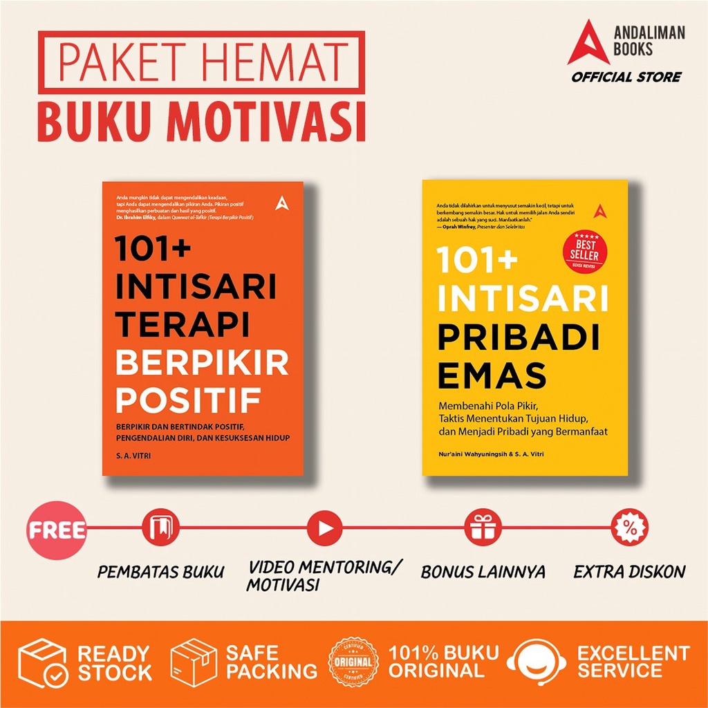 Buku MOTIVASI DAHSYAT-Paket Hemat Pengembangan Diri 1 - 101 TERAPI BERPIKIR POSITIF, 101 PRIBADI EMAS