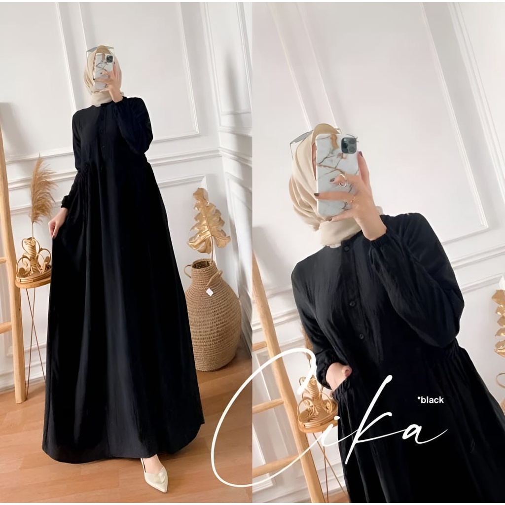 CIKA DRESS CRINGKLE AIRFLOW PREMIUM / GAMIS CRINGKEL CIKA DRESS MAXY READY BAHAN CRINGKEL AIRFLOW POLOS /Asahy Dress / Crinkle Airflow / Gamis Wanita Pesta Kondangan Lebaran Terbaru / Long Dress / Dress Maxi / Tunik Midi Terbaru