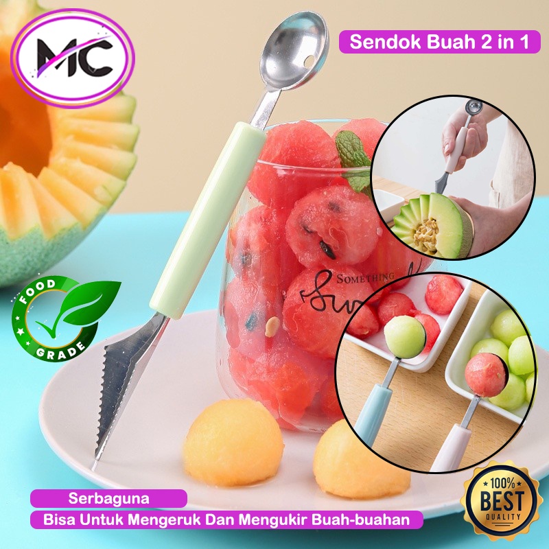 Sendok Kerukan Buah Alat Pengukir Buah 2 in 1Pisau Ukir Buah Buahan Scoop Pengeruk Cocktail Melon Ukir Semangka Serbaguna