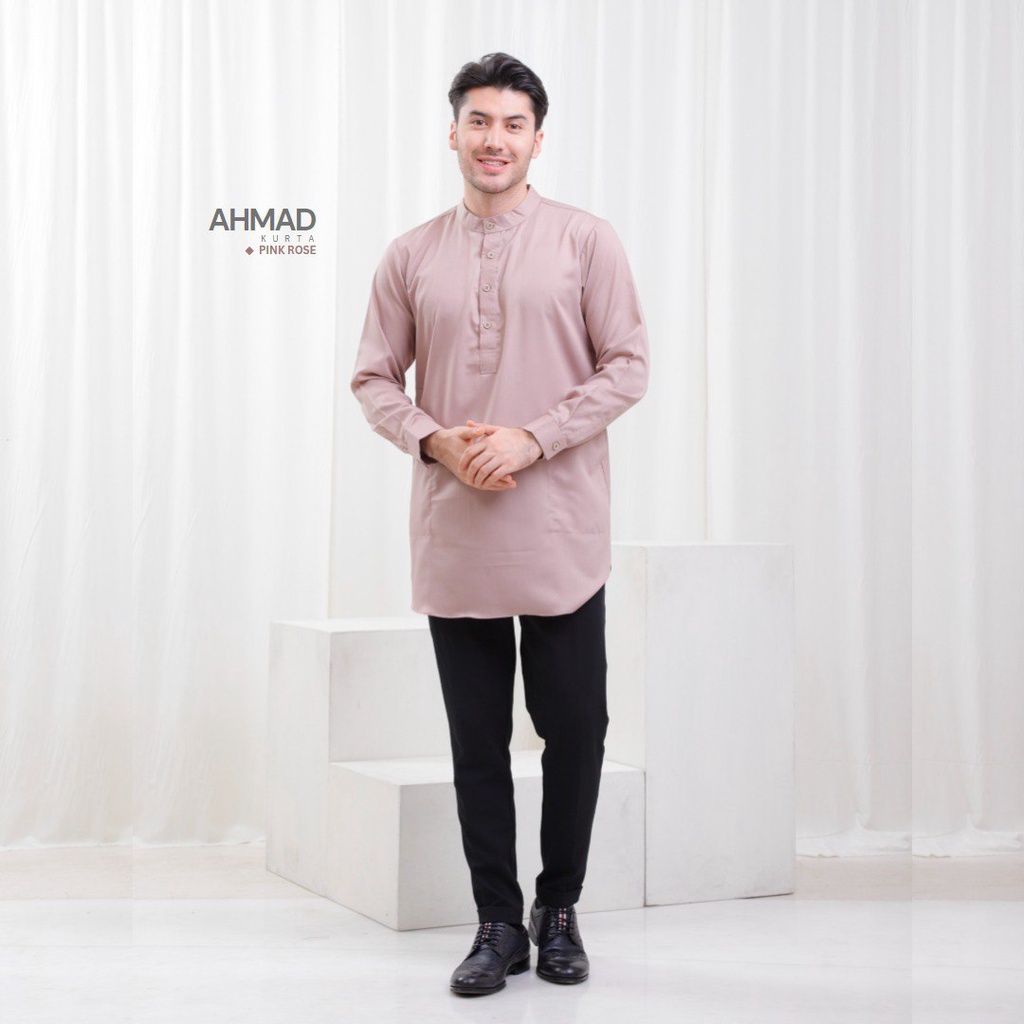 Riskirich Ahmad Kurta Baju Muslim Koko Dewasa Lengan Panjang Stylish