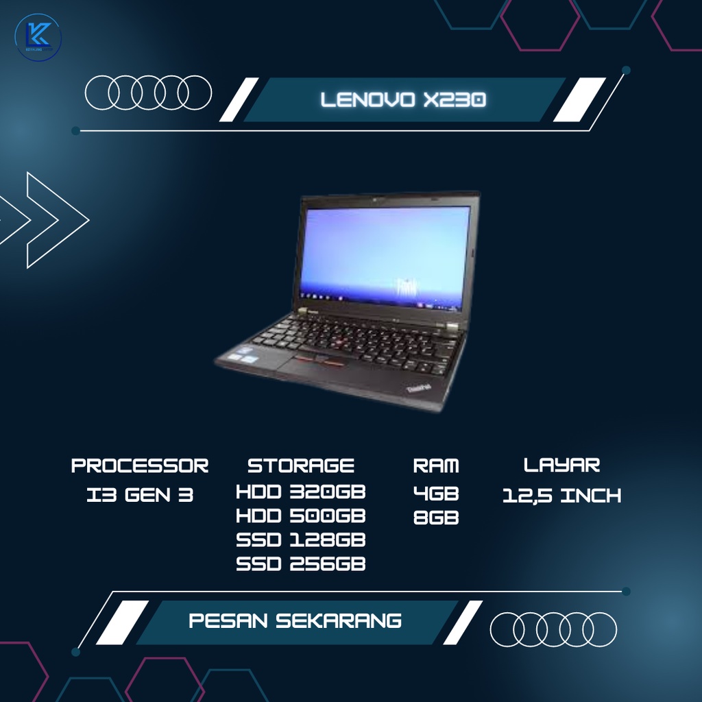 Laptop Lenovo Thinkpad X230 Core i3 Gen 3  Ram 8 GB Ssd 256 GB