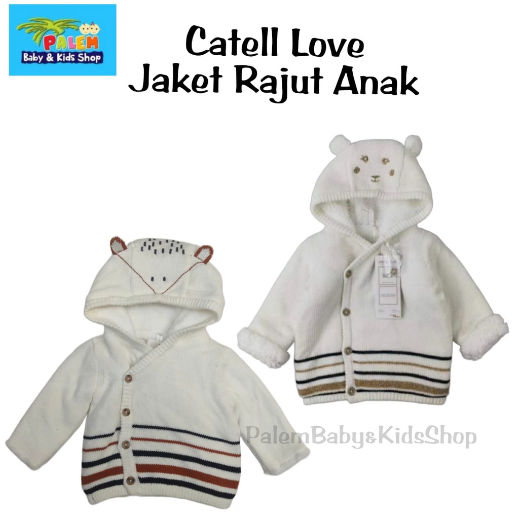 Jaket Rajut Anak / Sweater Rajut Anak Catell Love 0-6 Bulan