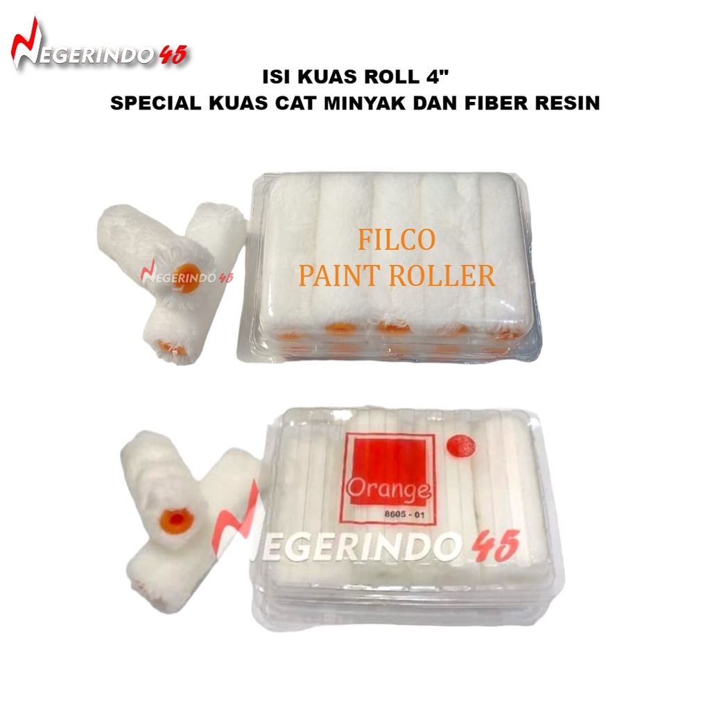 ISI KUAS ROLL KAPAL 4&quot; ORANGE / FILCO REFILL KUAS ROLL 4 INCH POLYTEX