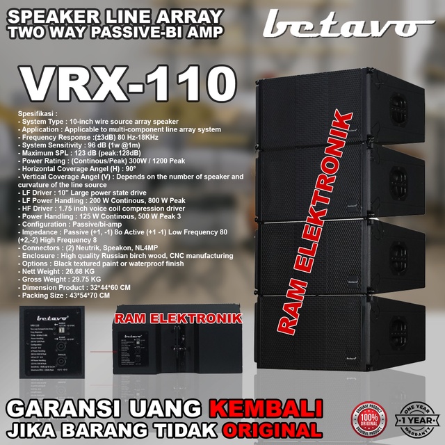 Speaker Pasif Line Array 10 Inch BETAVO VRX-110 / VRX110 Bi-Amp System