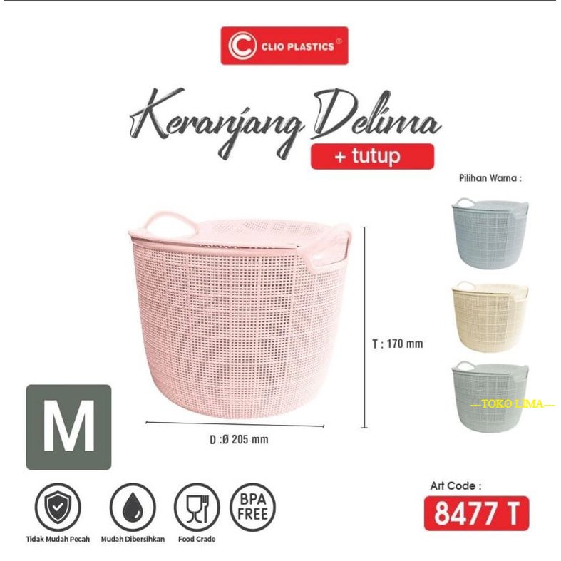 Keranjang Bulat Delima - Keranjang Multifungsi Penyimpanan Serbaguna - Keranjang Bingkisan Plastik + Tutup - Souvenir Ulang Tahun