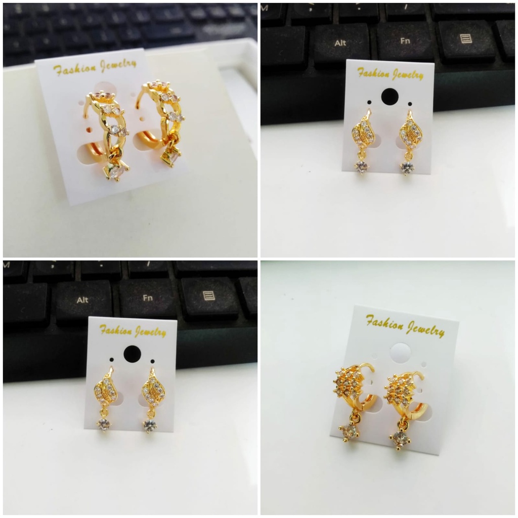 AV171 Grosir Anting Klip Juntai Permata Anting Dewasa