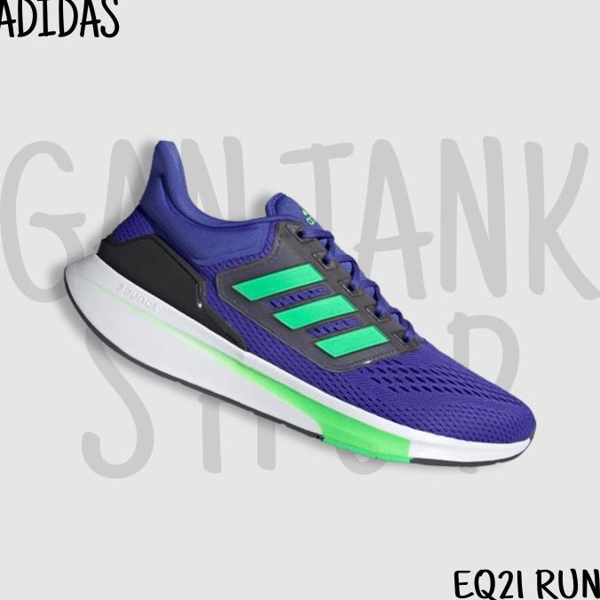 Sepatu Sport Running Pria Adidas Eq21 Run Blue 100% Original Asli Bnib Berkahhabadii