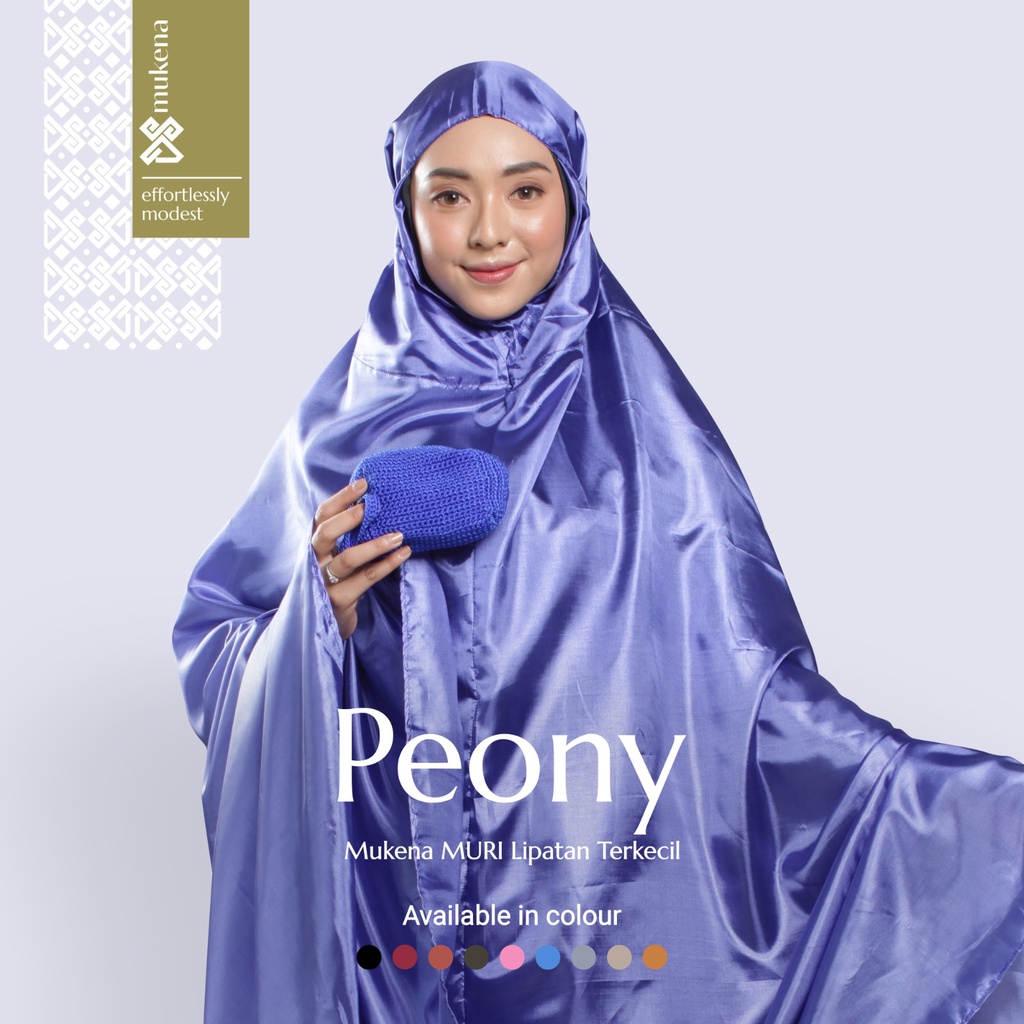 DS Modest - Mukena Traveling Mini Terkecil - Peony (Case Rajut) Atas Bawah