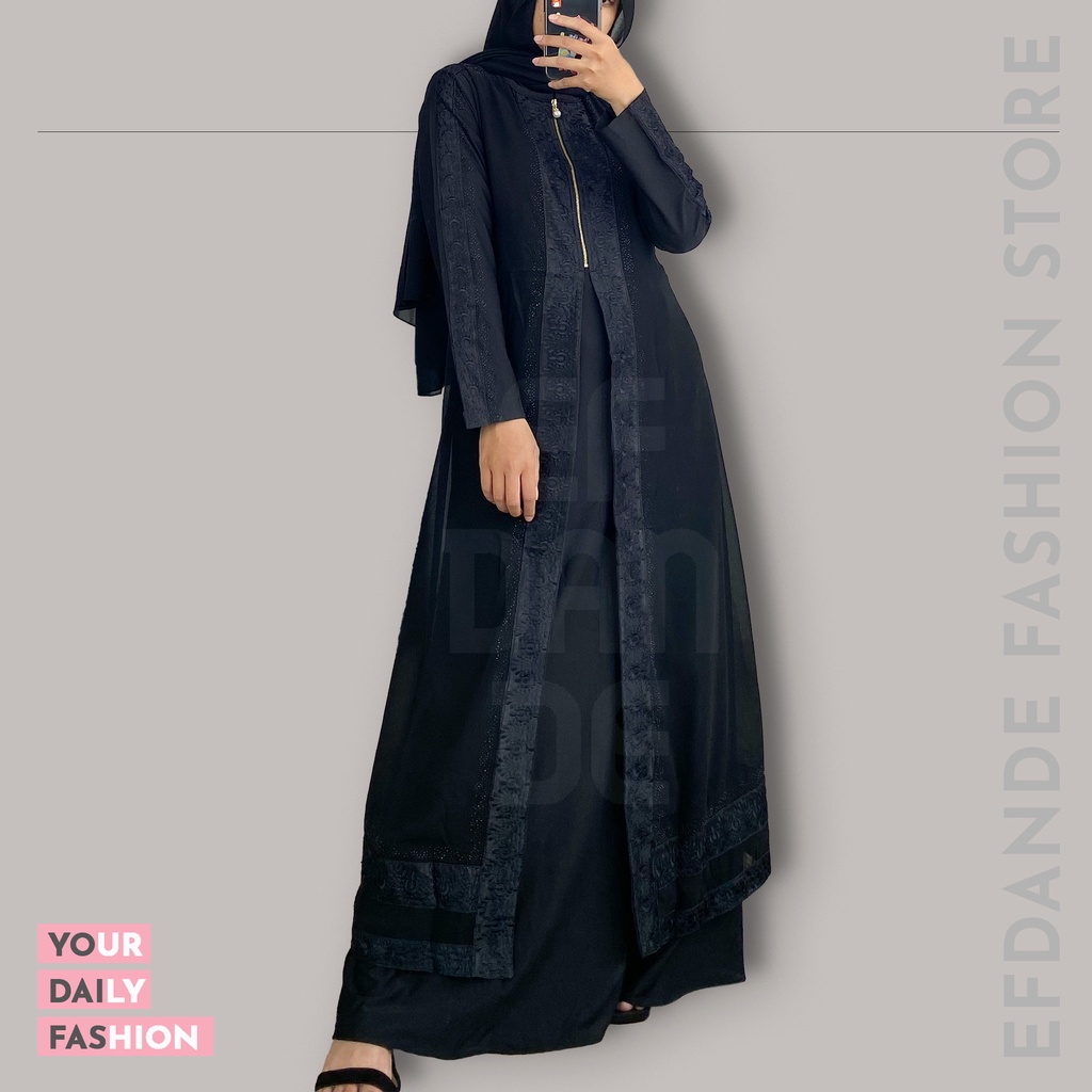 Hameedah Abaya Turkey Ld 100 - 120 cm 600 Gram Allsize Fit Xl Arab Saudi Dubai Ori Mix Ceruty Babydo
