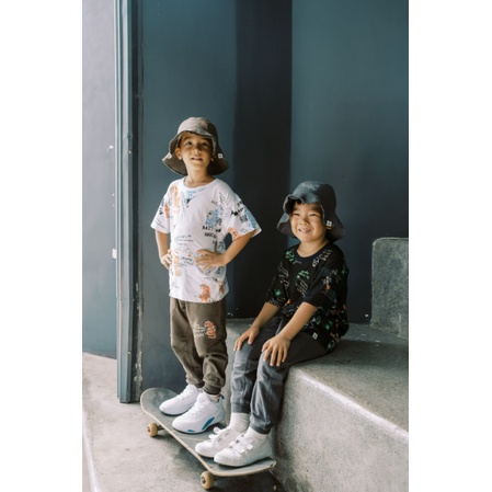 Bohopanna Ripped Bucket 0-10 Tahun Topi Ripped Bucket Streetwear Anak Laki Laki CBKS