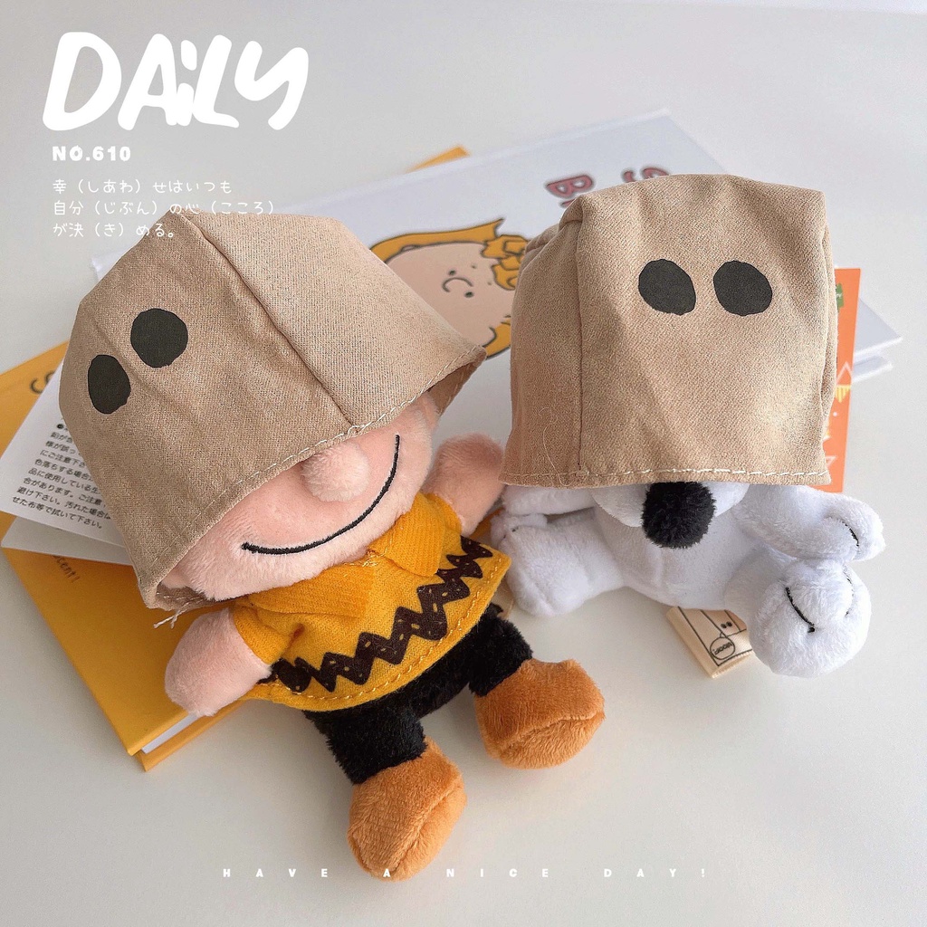 Ins Lucu Boneka Mewah Gantungan Kunci Snoopy Charlie Paper Bag Pullover Bag Dekorasi