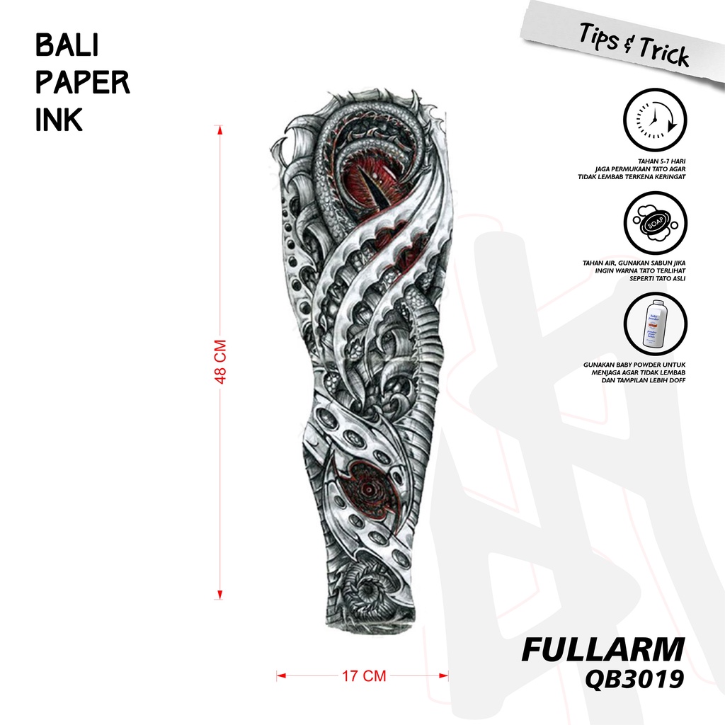 Bali Paper Ink QB3019 The Abstract Set Tatto Temporary Basic Tato Temporer Full Lengan - Tato Lengan