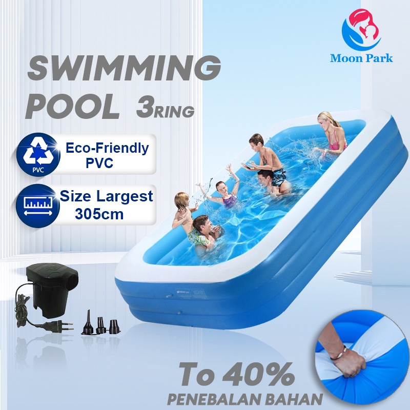 kolam renang anak jumbo 3 meter/3 Rings Thick rubber inflatable swimming pool/Kolam renang karet yang menebal/Keluarga luar ruangan kolam renang tiup besar/Kolam Renang Karet Anak Keluarga Besar Family Pool Jumbo Mandi Bola
