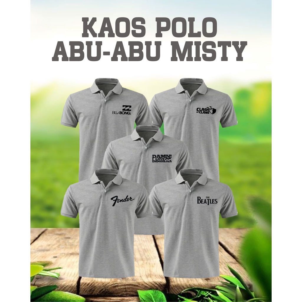 KAOS POLO ABU-ABU MISTY SABLON FLOCK Uk. M