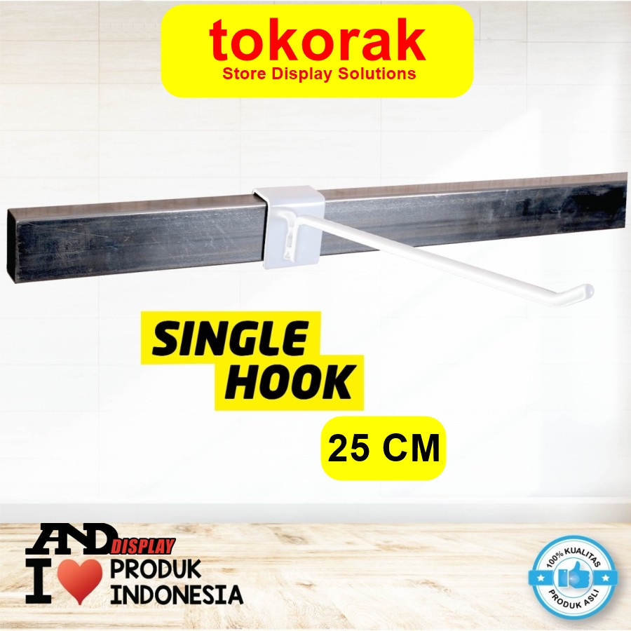 SINGLE HOOK 25 CM PER 10 PCS CANTOLAN AKSESORIS GANTUNGAN PIPA KOTAK ANDDISPLAY