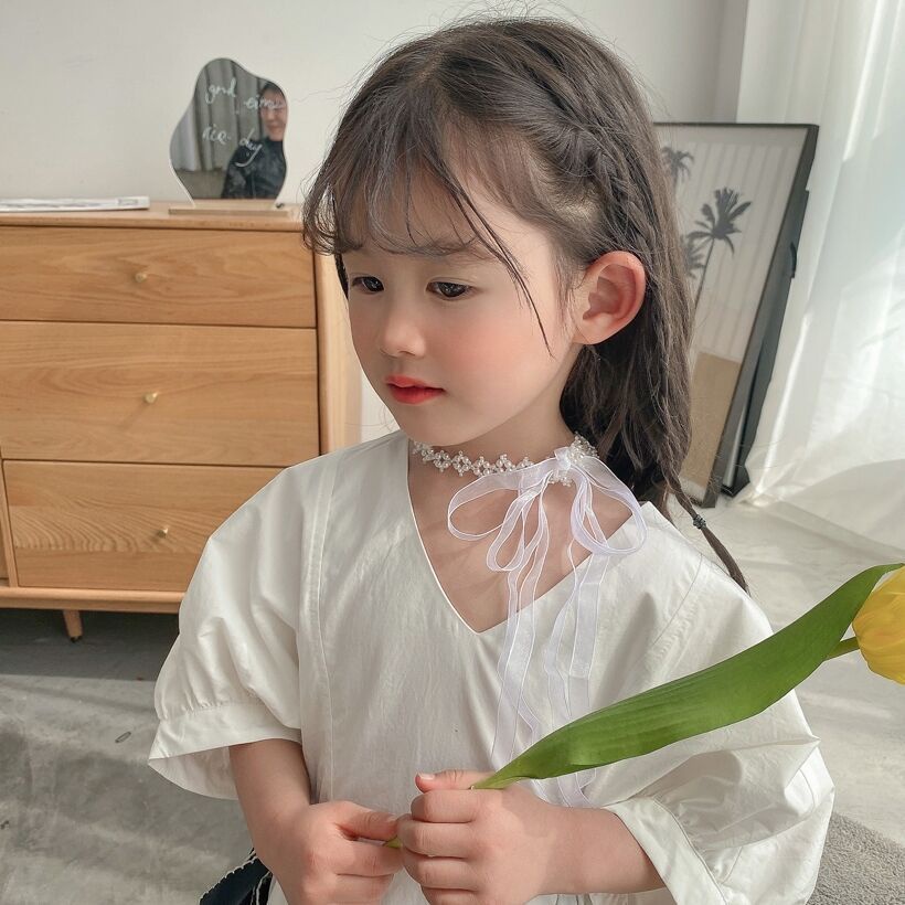 AC088 Ribbon Rambut Head Piece Lace Mutiara Kalung Gelang Feminim Korea