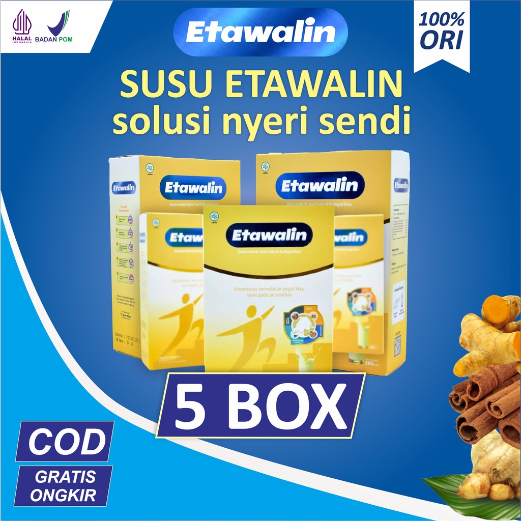 

[COD] 5 BOX Etawalin 100 Original Susu Kambing Etawa Tingkatkan Kepadatan Kesehatan Tulang Sendi Susu Anti Pengapuran Sendi Asam Urat Rematik Reumatik Nyeri Sendi Cocok Untuk Lansia 200gr