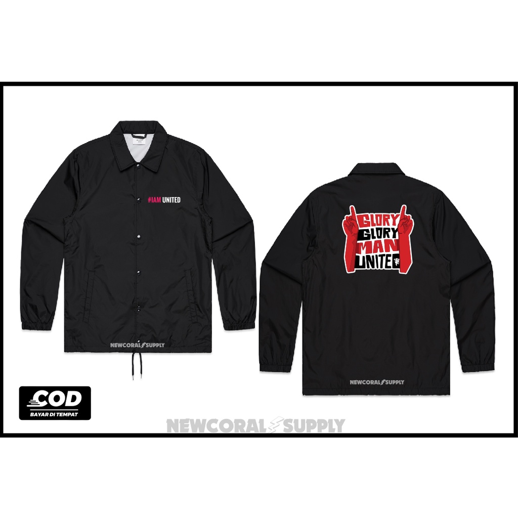 Jaket Coach Windbreaker Manchester United  Bahan Waterproof Kualitas Distro Termurah
