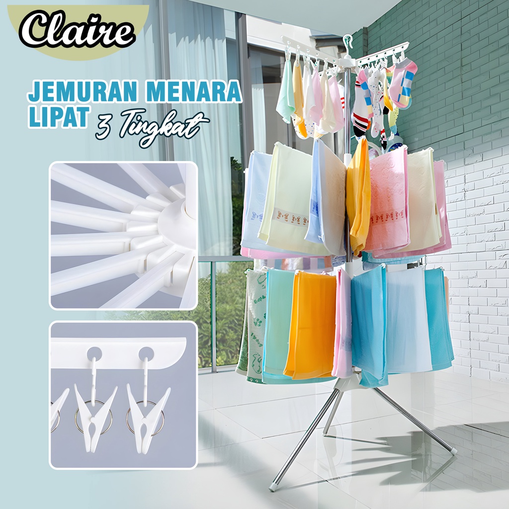 Jemuran Menara Lipat 3 Tingkat / Jemuran Gantungan Bayi