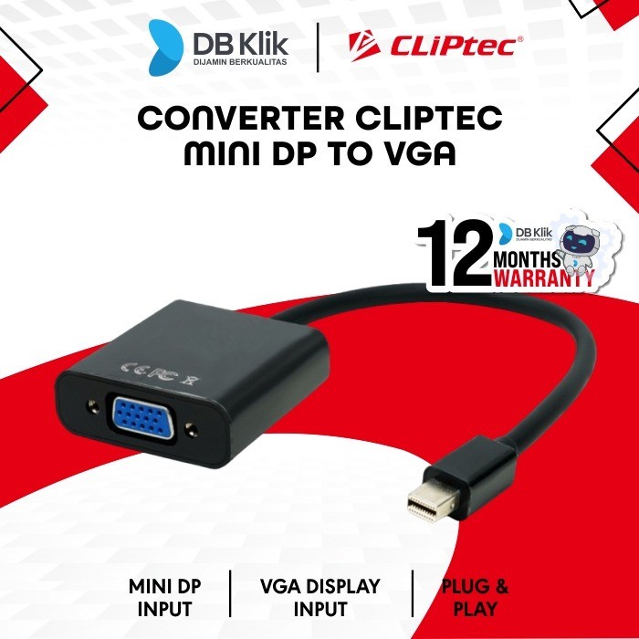 Converter Kabel CLIPtec CL-CC MDV Mini DP To VGA - DP Mini to VGA