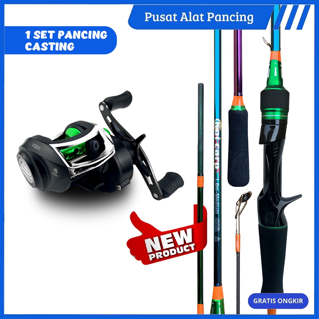 Paket Set Alat Pancing Joran Casting Lure Joran Pancing Lure Koi Crap Rainbown Fishing Lure Action Medium Carbon Lure Reel Pancing Bait