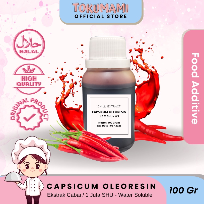 

Tokumami - Ekstrak Cabai /Chilli Extract /Capsicum Oleoresin 1 Juta SHU - Water Soluble 100 Gram