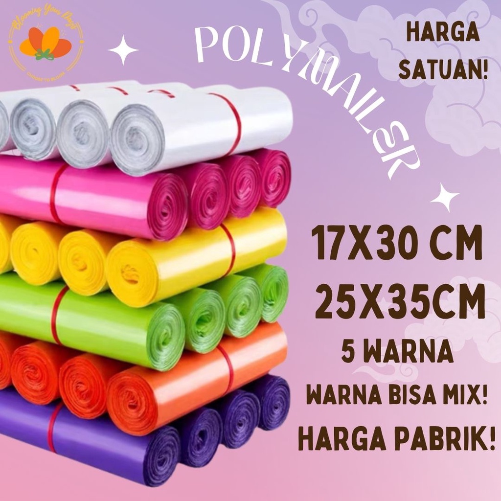 

TERMURAH! IMPORT! Polymailer plastik paket warna kantong plastik 17x30 25x30 cm