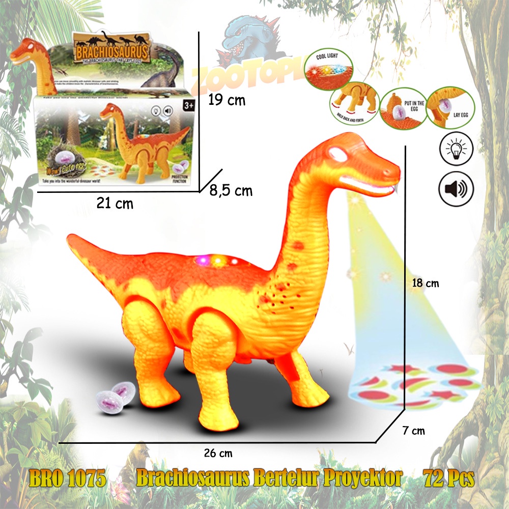 PROMO BRO1088 Trex Trannosaurus Bertelur Proyektor Dino Dinosaurus Mainan Anak Hewan Binatang ZOOTOP