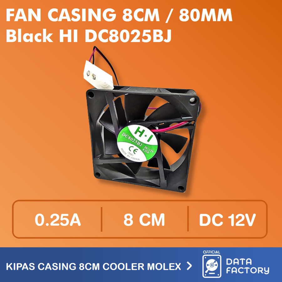 Fan Kipas Casing PC 8cm 80mm Case Black Cooling Cooler Desktop Molex