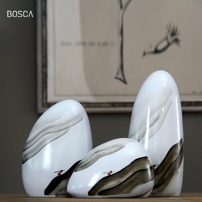 Bosca Living - Dione Gucci Vase Decoration / Guci Vas Oval / Guci Keramik Antik Unik Mewah / Set Guc