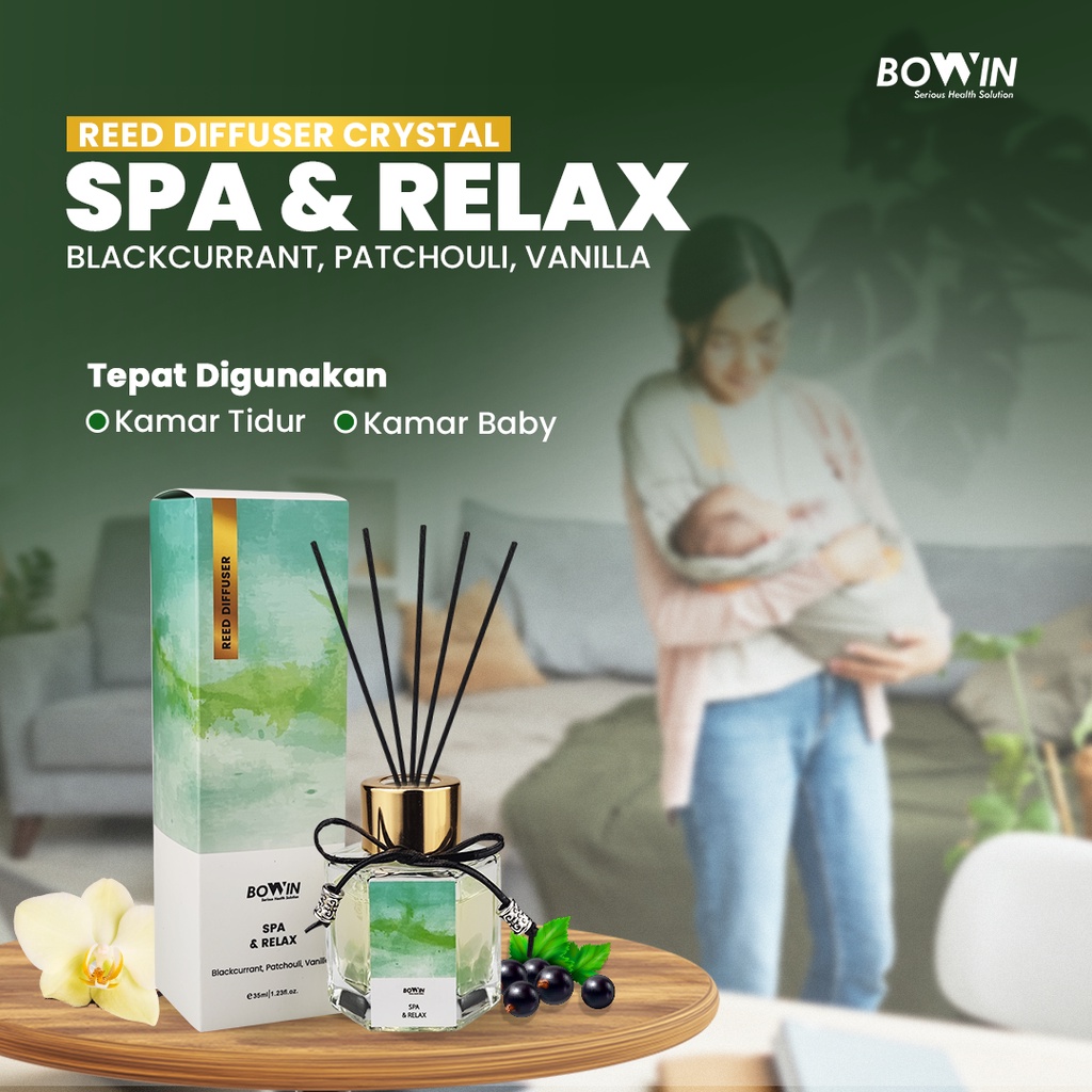 Bowin Reed Diffuser Crystal - Aromaterapi Pengharum Ruangan 100% Essential Oil