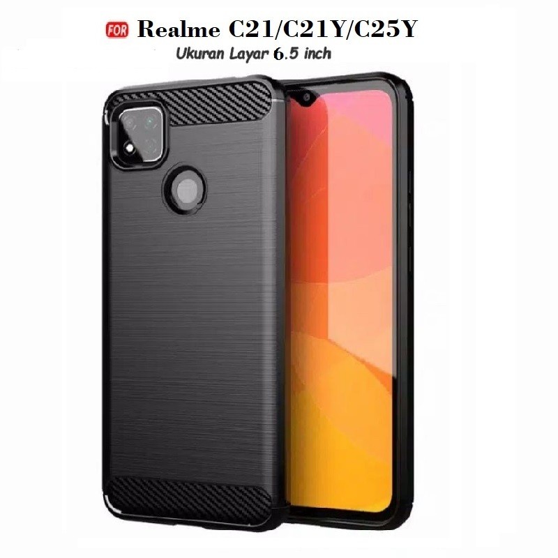 Casing Softcase Realme C21 C21Y C25Y IPAKY Carbon Fiber Matte Softcase - Hitam