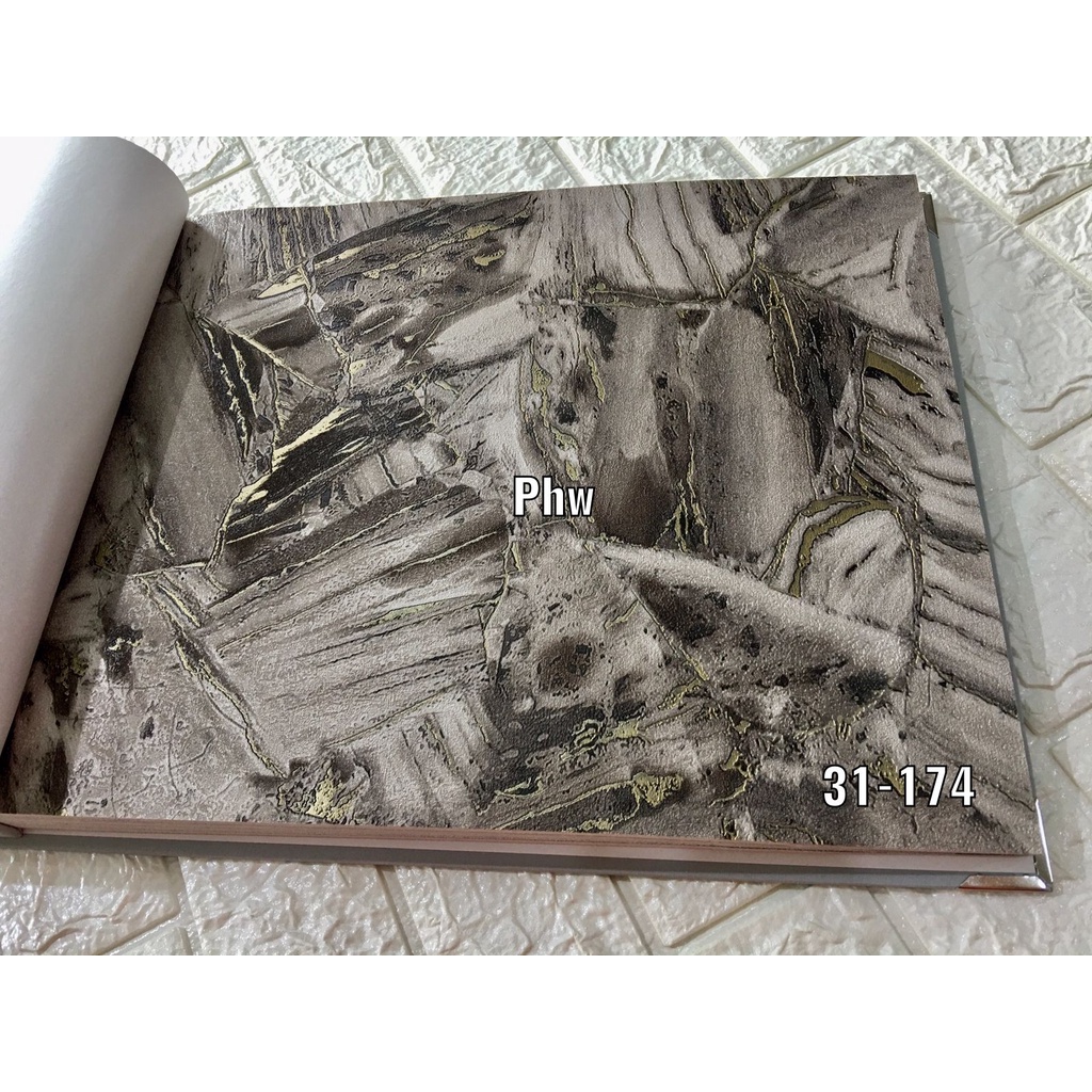 WALLPAPER DINDING MOTIF GRANIT MARMER ABU HITAM BIRU OSCAR