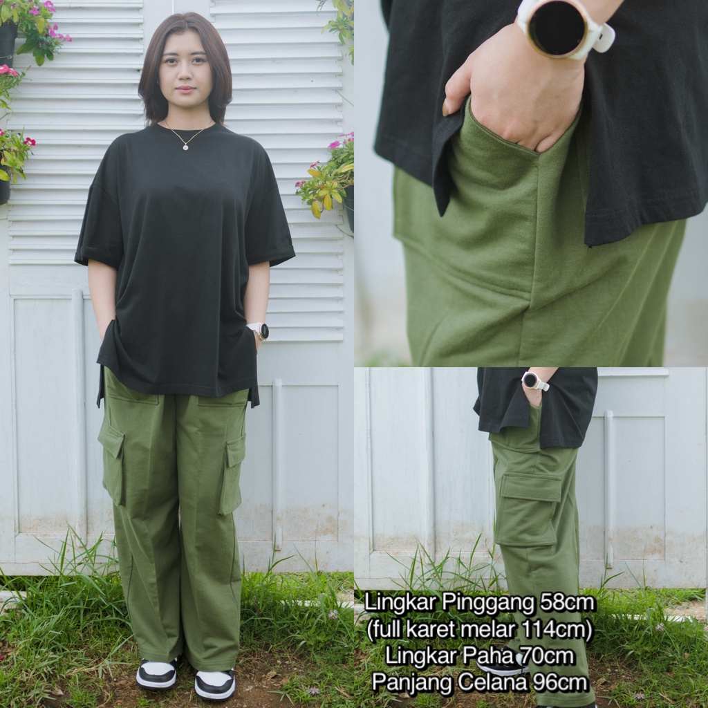 Femonritch Jennie Cargo Pants Highwaist Loose Cargo Celana Cargo Wanita Cargo Polos
