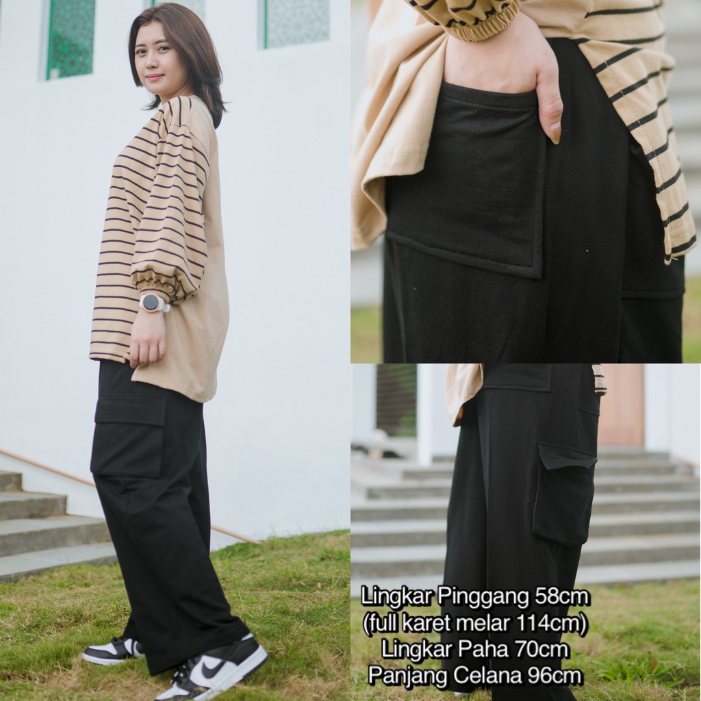 Femonritch Jennie Cargo Pants Highwaist Loose Cargo Celana Cargo Wanita Cargo Polos