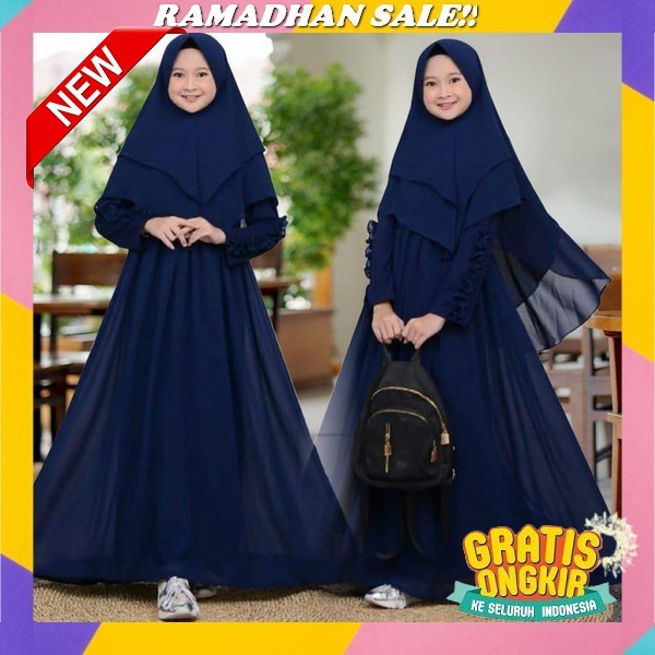 Gamis Anak Warna Sage Mikayla Kids Free Pashmina Umur 5 Th 6 Th 7 Th 8 Th Baju Gamis Lebaran Anak Pe