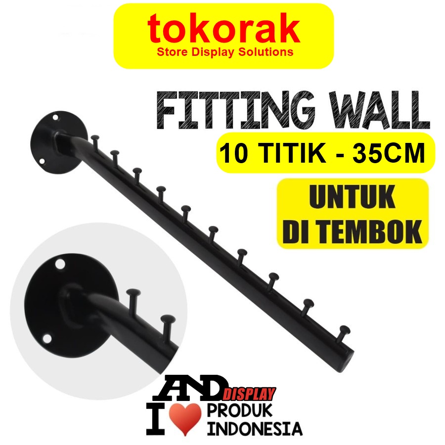 GANTUNGAN BAJU FW 35 CM HITAM SULING TEMPEL TEMBOK 10 TITIK ANDDISPLAY