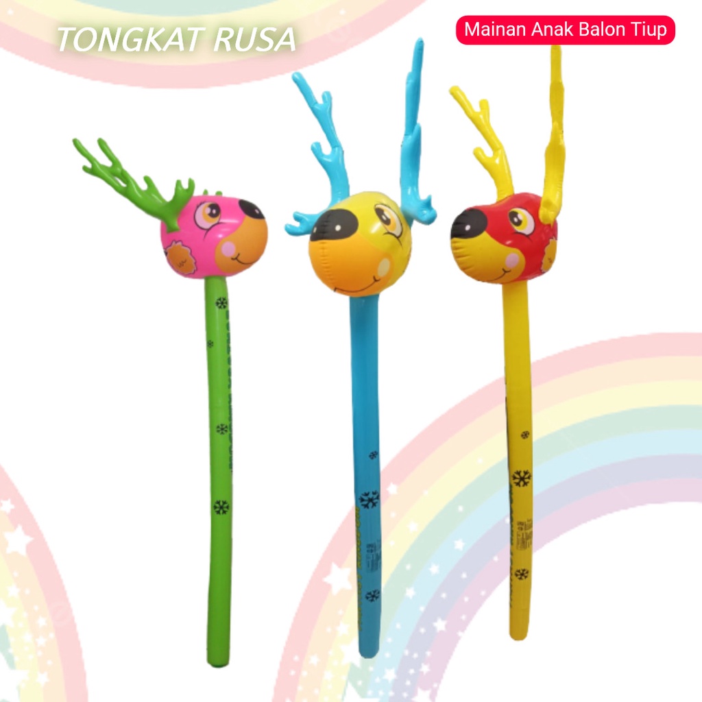 Mainan Anak Balon Tiup Tongkat Rusa Tanduk Premium PVC SNI Best Seller