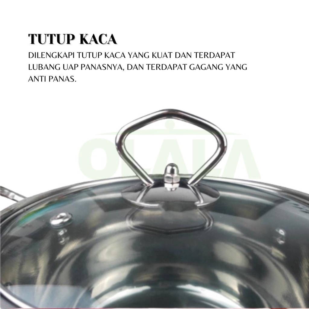 PANCI SET STAINLESS HIGH POT STEAMER + TUTUP KACA 12PCS PANCI STAINLESS STEEL OLL-CH4615