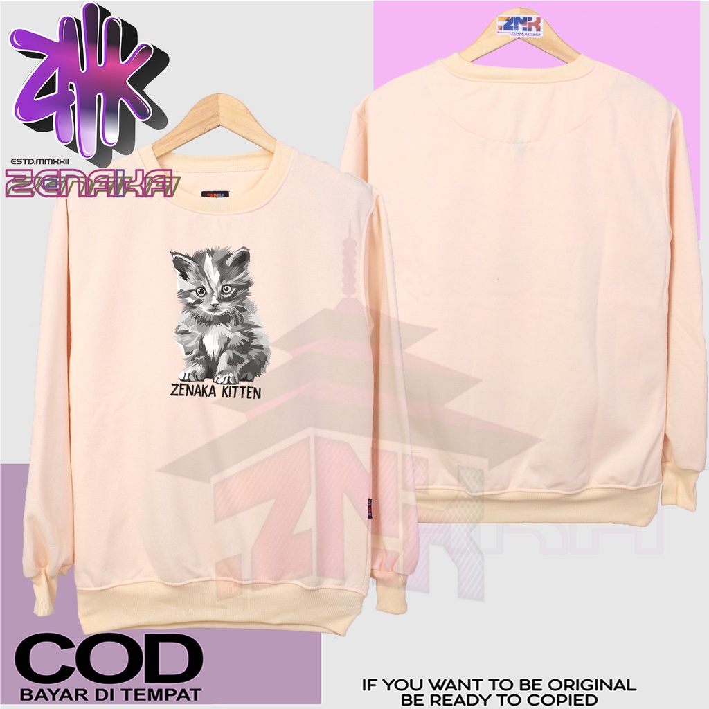 Zenaka Crewneck pria distro aesthetic Sweater pria distro keren 2023  Crewneck pria oversize tebal polos hitam Sweater pria distro tebal aesthtetic Jaket pria keren distro terbaru 2023 Hoodie pria distro aesthetic graffity simple Kitten