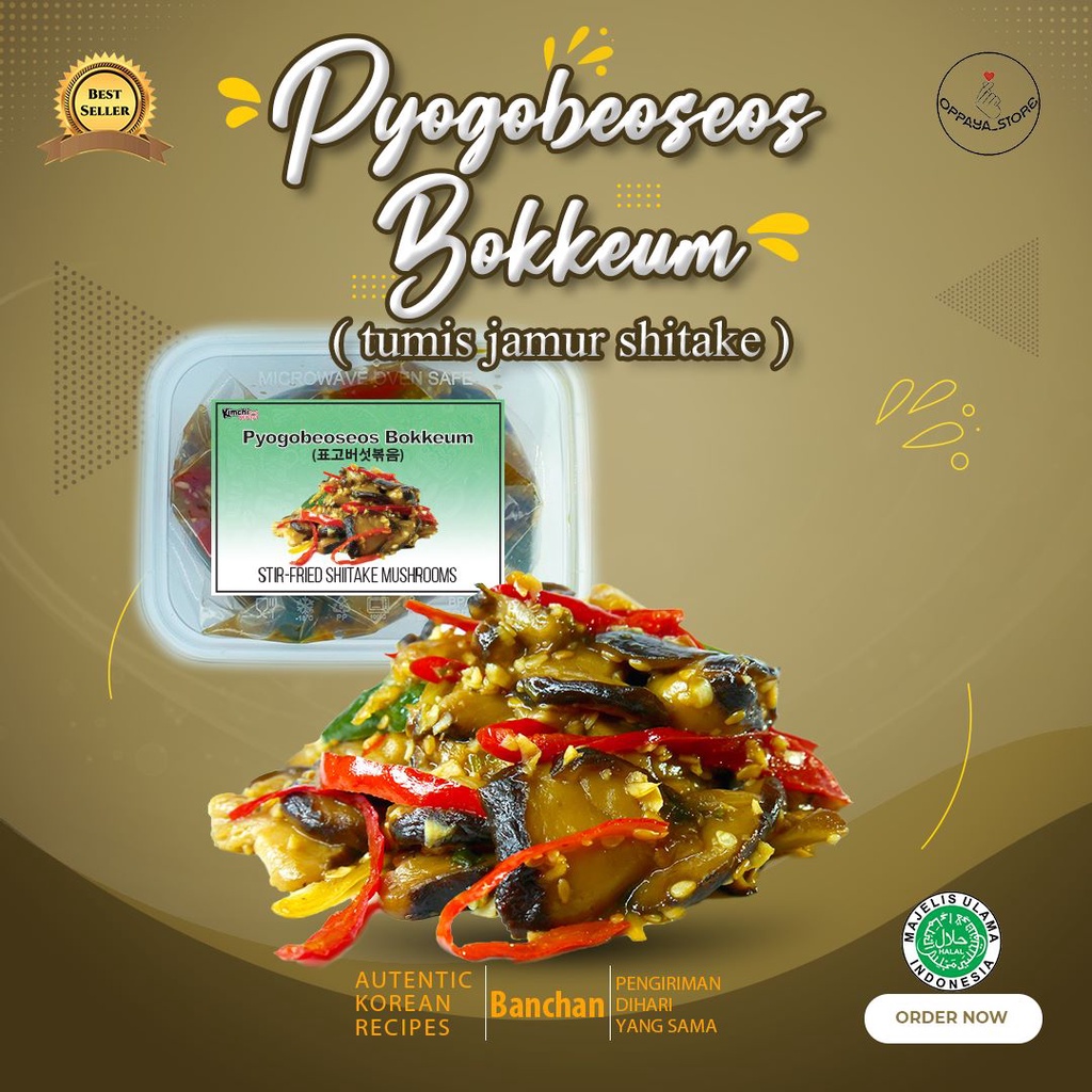 

Pyogobeoseos Bokkeum Jamur Shiretake Korean dish Banchan 표고버섯