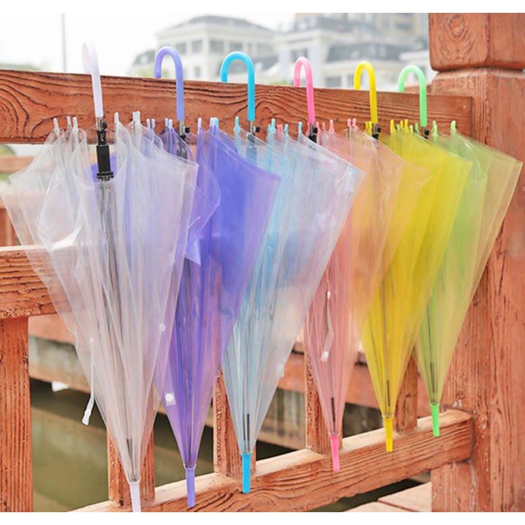 Payung Transparan Warna Polos Import Quality