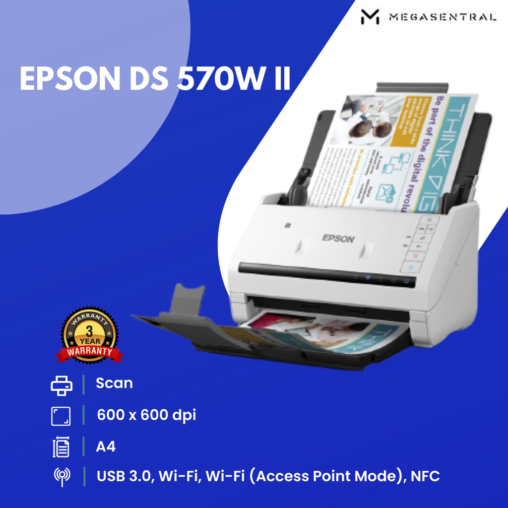 Scanner Epson WorkForce DS-570W II DS570W DS570W II DS570WII A3 WiFi