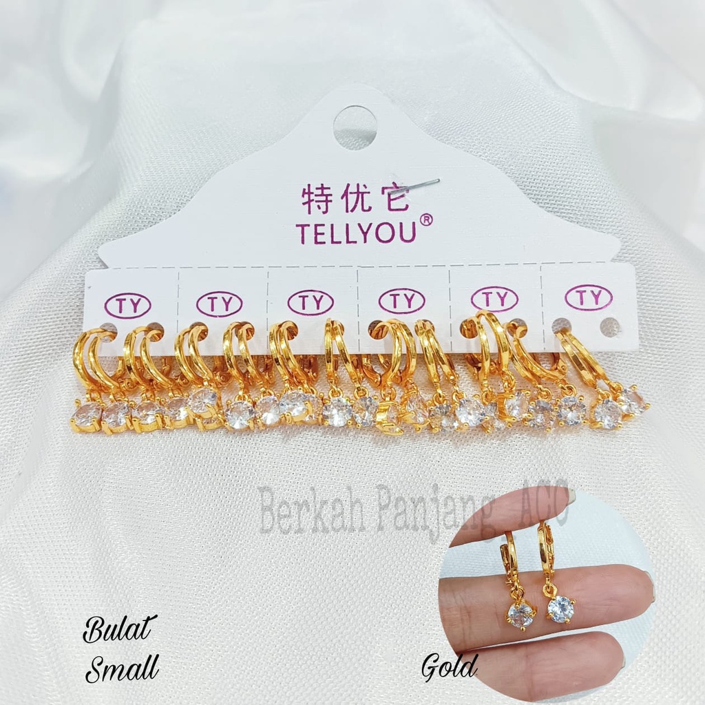 COD 12 PASANG/CHAR ANTING JEPIT JURAI PERMATA SATU GOLD DEWASA VARIAN MOTIF FASHION perhiasan super berkelas fashion korea anti karat dan anti luntur