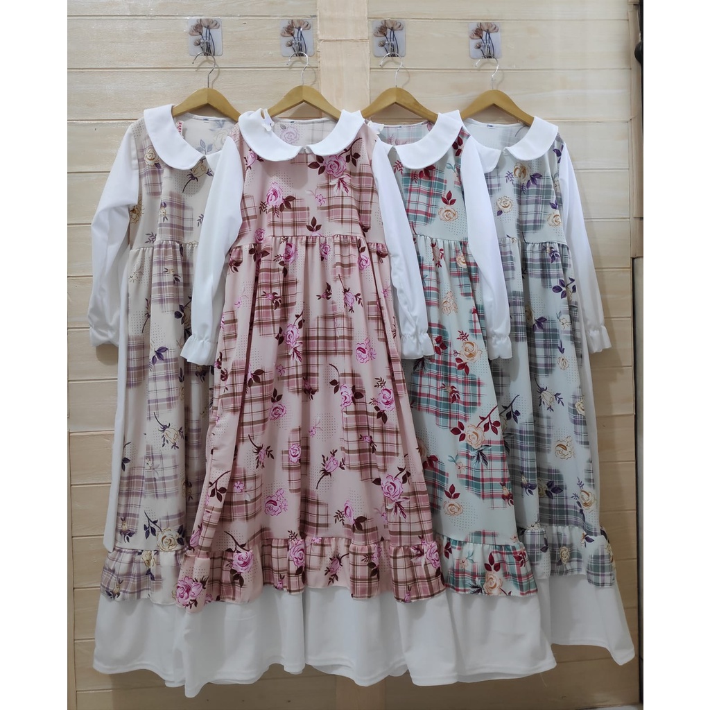 MOMOGI-GAMIS MAXI ANAK PEREMPUAN FLORAL FIONA / GAMIS KOREAN STYLE / VOXY PREMIUM / Usia 5-13thn